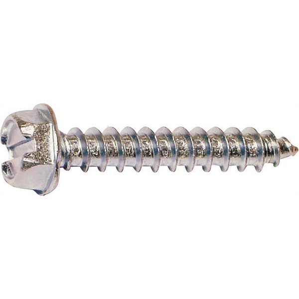 Midwest Fastener Sheet Metal Screw, #14 x 2 in, Zinc Plated Steel Hex Head Combination Hex/Slotted Drive 02960